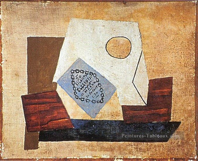 Nature morte au paquet cigarettes 1921 cubiste Pablo Picasso Peintures à l'huile